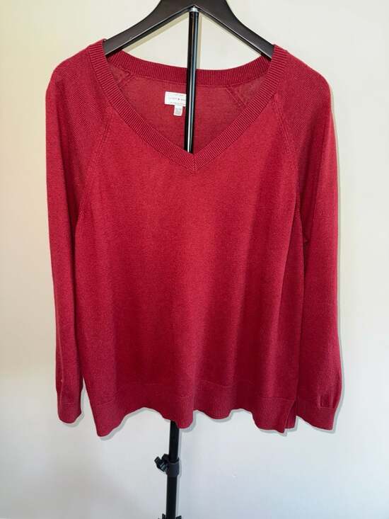 Lucky Brand Sweaters - Lucky Brand V-Neck Sweater Size XL Red Cotton Blend